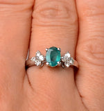 Emerald 5 X 7mm And Diamond 9k White Gold Ring