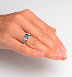 Emerald 5 X 7mm And Diamond 9k White Gold Ring