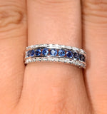 Sapphire 0.16ct And Diamond 0.16ct 9k White Gold Ring
