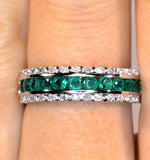 Emerald And Diamond Eternity Ring 0.56ct In 9k White Gold