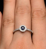 Sapphire Halo Martini  0.25ct Diamond Ring In 9k White Gold E5969