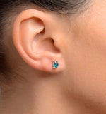 Emerald 5 X 4mm 18k White Gold Earrings