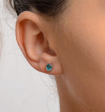 Emerald 5 X 4mm 18k White Gold Earrings