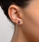 Sapphire 5mm X 4mm 18k White Gold Earrings