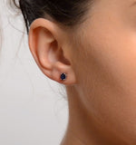 Sapphire 5mm X 4mm 18k White Gold Earrings
