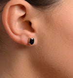 Sapphire 7mm X 5mm 18k White Gold Earrings