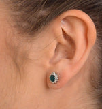 Emerald 6 X 4mm And Diamond 18k Yellow Gold Earrings  Feg25-g