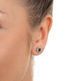Emerald 6 X 4mm And Diamond 18k Yellow Gold Earrings  Feg25-g