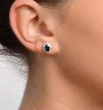 Sapphire 6mm X 4mm And Diamond 18k Yellow Gold Earrings  Feg25-u