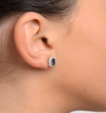 Sapphire 6mm X 4mm And Diamond 18k Yellow Gold Earrings  Feg25-u