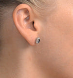 Sapphire 5mm X 3mm And Diamond 18k White Gold Earrings