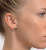 Sapphire 5mm X 3mm And Diamond 18k White Gold Earrings