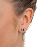 Emerald 6 X 4mm And Diamond 18k Yellow Gold Earrings