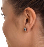 Emerald 6 X 4mm And Diamond 18k Yellow Gold Earrings
