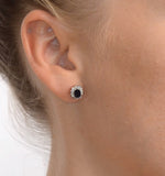 Sapphire 6mm X 4mm And Diamond 18k White Gold Earrings