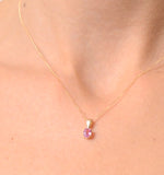 Pink Sapphire 5 X 4 Mm 18k Yellow Gold Pendant Necklace