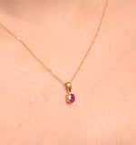 Ruby 5 X 4mm 18k Yellow Gold Pendant Necklace