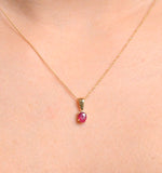Ruby 5 X 4mm 18k Yellow Gold Pendant Necklace