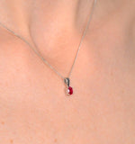 Ruby 5 X 4mm 18k White Gold Pendant Necklace