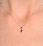 Ruby 5 X 4mm 18k White Gold Pendant Necklace