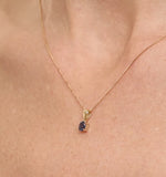 Sapphire 5 X 4 Mm 18k Yellow Gold Pendant Necklace