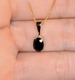 Sapphire 7 X 5mm And Diamond 18k Yellow Gold Pendant Necklace Fer24-u