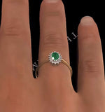 Emerald 6 X 4mm And Diamond 18k Gold Ring  Fet20-g
