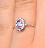 18k White Gold Diamond And Pink Sapphire Ring 0.14ct