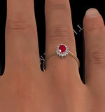 Ruby 6 X 4mm And Diamond 18k Gold Ring