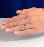 Ruby 6 X 4mm And Diamond 18k White Gold Ring