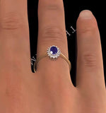 Tanzanite 6 X 4mm And Diamond 18k Gold Ring