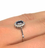 Sapphire 6 X 4mm And Diamond 18k White Gold Ring  Fet20-uy