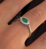 Emerald 6 X 4mm And Diamond 18k Gold Ring  Fet21-g