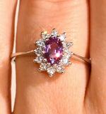 18k Gold Diamond And Pink Sapphire Ring 0.14ct