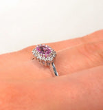 18k White Gold Diamond And Pink Sapphire Ring 0.14ct