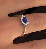 Tanzanite 6 X 4mm And Diamond 18k Gold Ring  Fet21-v