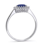 Sapphire 6 X 4mm And Diamond 18k White Gold Ring  Fet21-uy