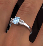 Aquamarine 0.70ct And Lab Diamonds G/vs 0.50ct Platinum Ring