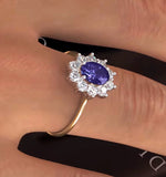 Tanzanite 7 X 5mm And Diamond 0.50ct 18k Gold Ring
