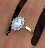 Aquamarine 1.7ct And Diamond 1.00ct Cluster Ring In 18k Gold