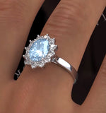 Aquamarine 1.7ct And Diamond 1.00ct Cluster Ring Set In Platinum
