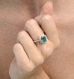Emerald 1.95ct And Lab Diamond 1.00ct Cluster Ring In 18k White Gold
