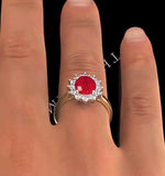 Ruby 2.40ct And Lab Diamond 1.00ct Cluster Ring In 18k Gold