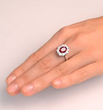 Ruby 2.40ct And Diamond 1.00ct Cluster Ring In 18k White Gold