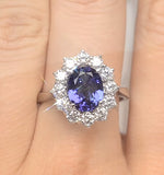 Tanzanite 1.7ct And Lab Diamond 1ct Cluster Ring In 18k White Gold