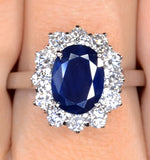 Sapphire 2.3ct And Lab Diamond 1ct Cluster Ring In 18k White Gold