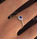 Tanzanite 3.5 X 3.5mm And Diamond 18k Gold Ring