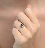 Sapphire 5 X 3mm And Diamond 18k White Ring