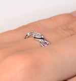 18k White Gold Diamond And Pink Sapphire Ring 0.08ct