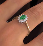 Emerald 5 X 3mm And Diamond 18k Gold Ring  Fet33-g
